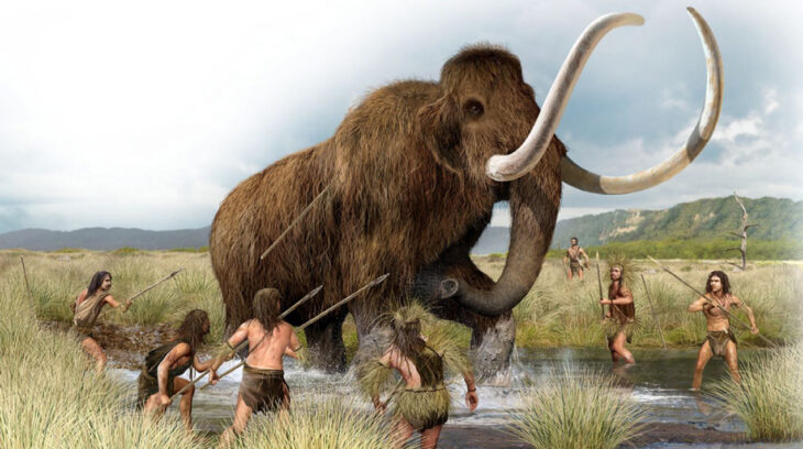 Hombres cazando mamuts