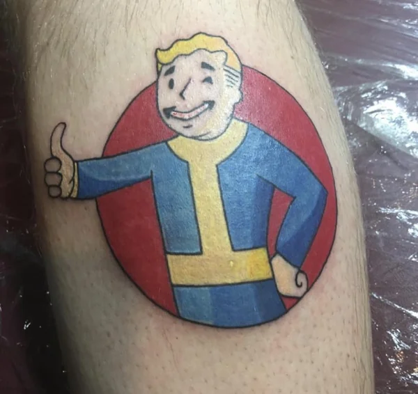 Vault-boy fallout cartoon tattoo