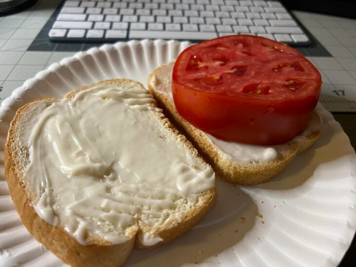 Sandwich de mayonesa y tomate