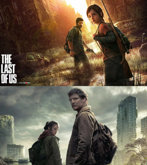 Covers del juego the last of us y de la serie de hbo de TLOU