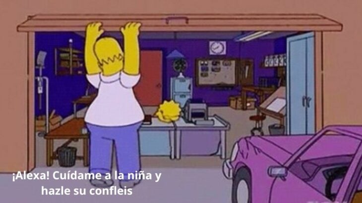 Meme Homero dejando a Lisa en la cochera 