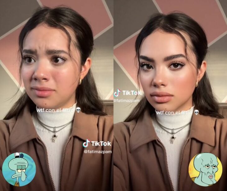Usuarios antes y después del filtro Bold Glamour