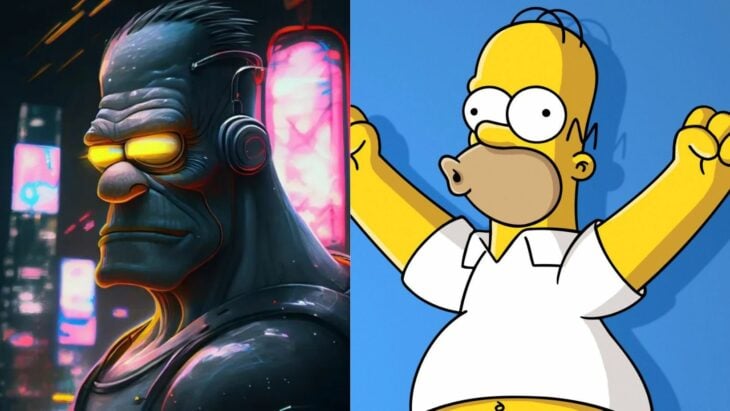 Homero Simpson estilo cyberpunk 
