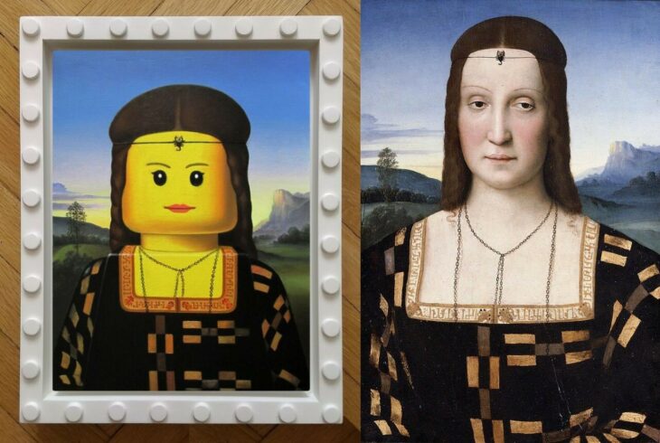 Portrait Of Elisabetta Gonzaga By Raphael arte lego