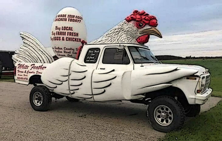 Auto con forma de gallina