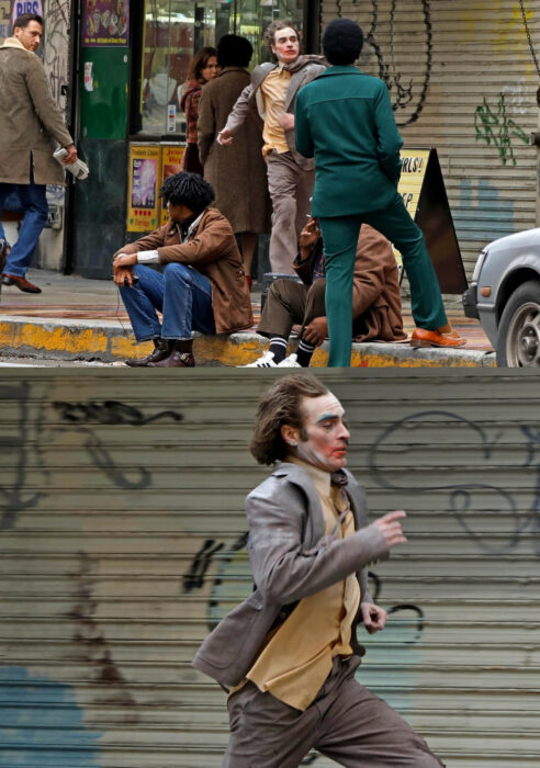 Joaquin Phoenix corriendo como joker por las calles de LA Los Ángeles