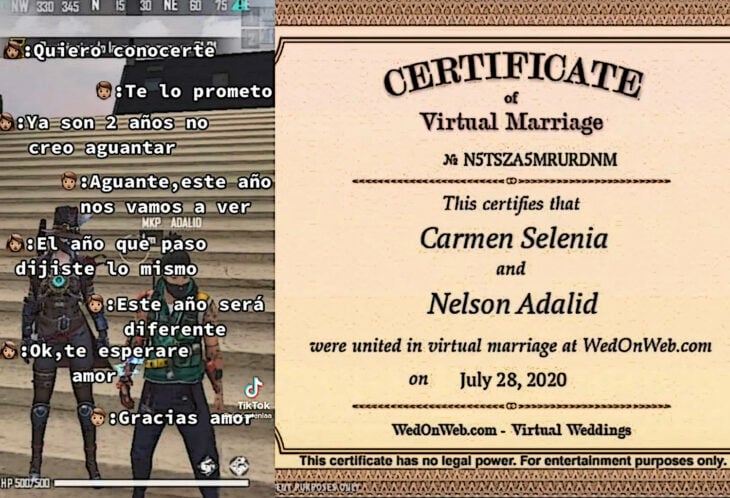Certificado de matrimonio Selenia y Adalid