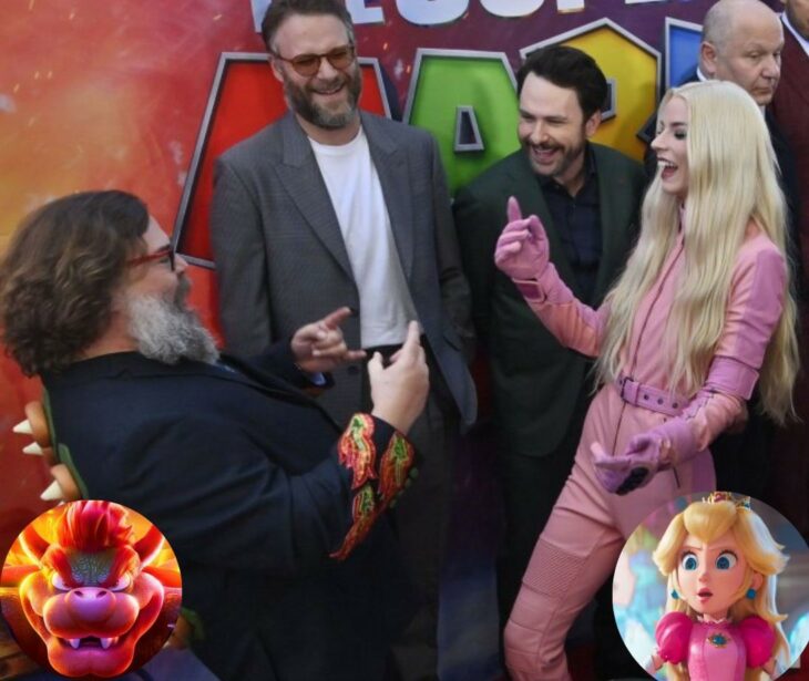 Anya Taylor-Joy y Jack Black en alfombra roja de Mario Bros.