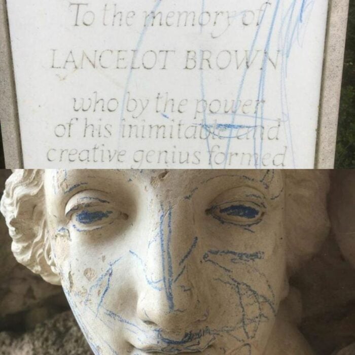 Estatua de la náyade romana Sabrina y memorial del paisajista Lancelot Brown