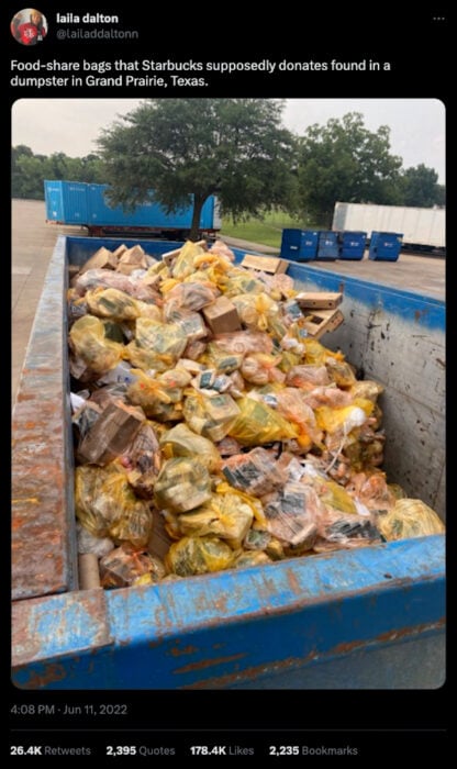 Comida tirada a la basura