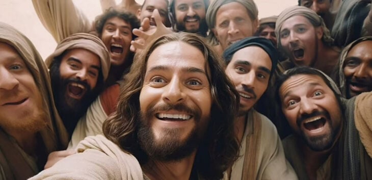 Jesús y sus discípulos selfie IA