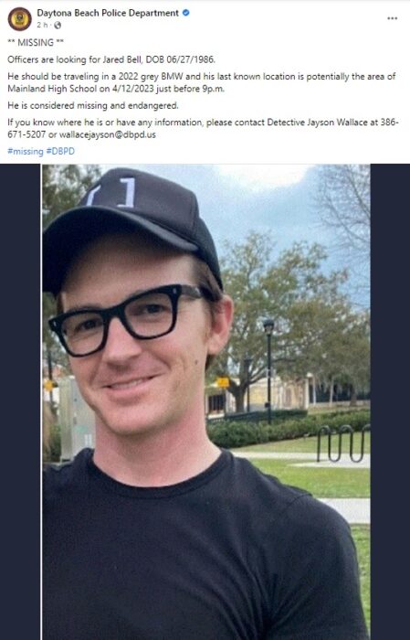 Drake Bell publicación de desaparición 