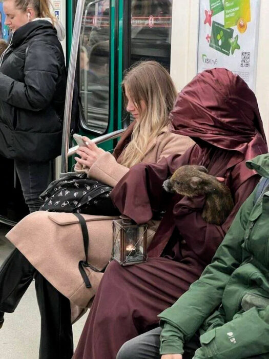 Cerdito en el metro