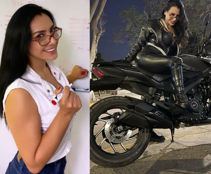 Janette Morales maestra y motociclista