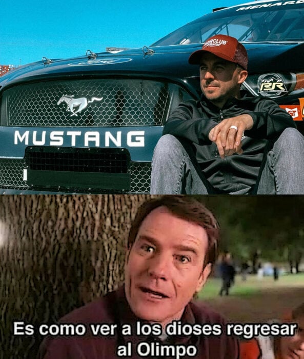 Rankie Muniz y su Mustang Cranston como hal meme como los dioses volviendo al olimpo