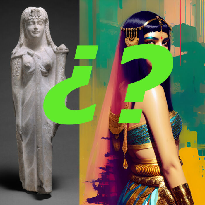Reina cleopatra estatua e interrogación