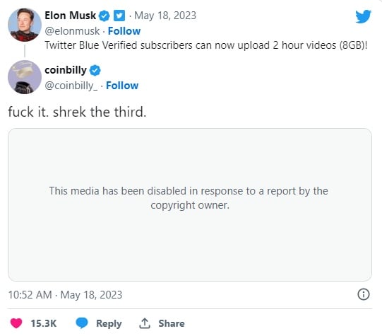 Tuit de Elon Musk sobre poder subir videos de dos horas de duración