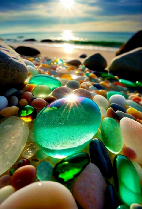 Colores de piedras en el mar