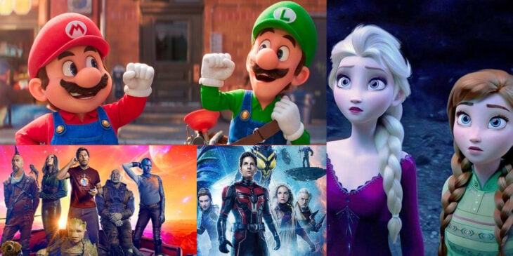 Películas del 2023 guardianes de la galaxia ant-man quantumania y Super Mario Bros Forzen