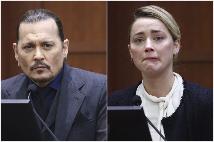 Johnny Depp y Amber Heard durante el juicio de difamación