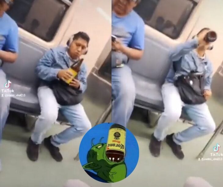 Hombre que bebió caguama en el metro de CDMX