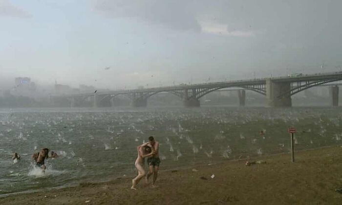 Granizo en la playa