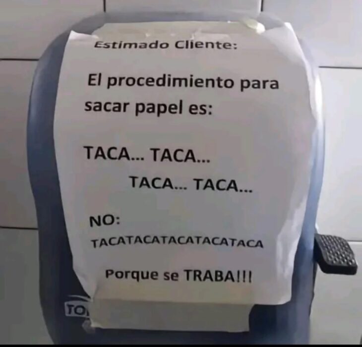 Anuncio sobre papel en el baño