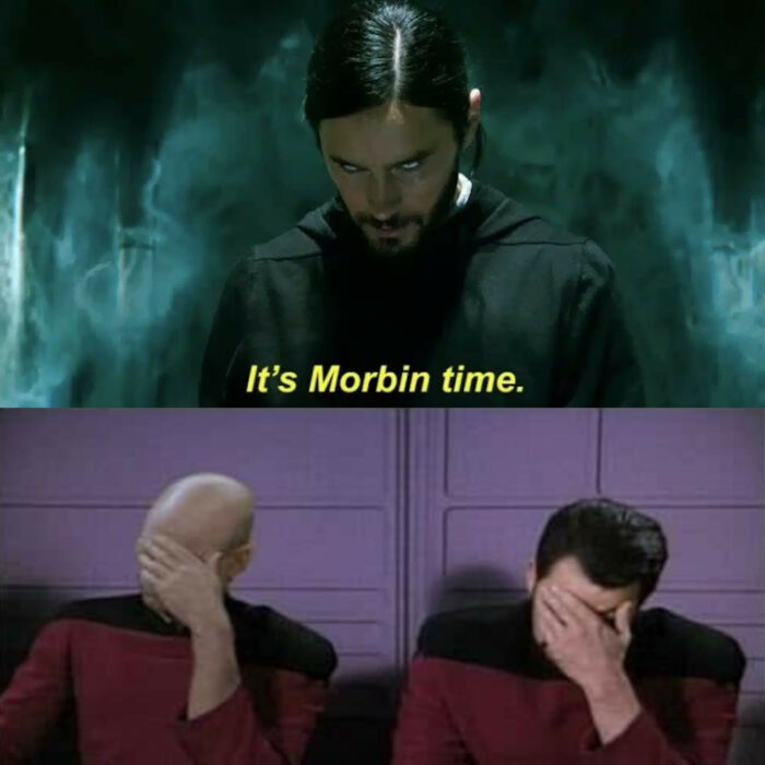 Jared leto sintiéndose Morbius meme facepalm star trek