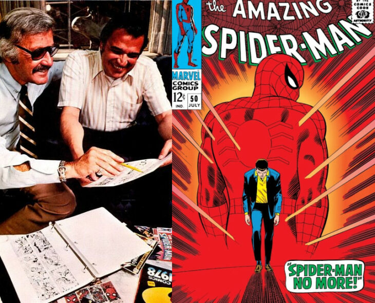 John ROmita Jr. y Stan Lee trabajanmdo en Spider-Man
