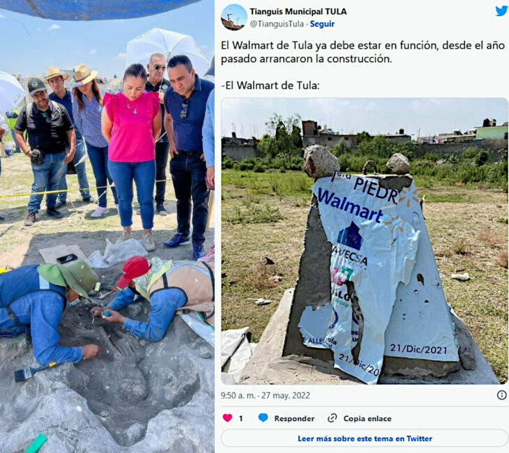 Walmart de Tula en alto por descubrimiento arqueológico