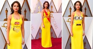 Actriz mexicana llega con vestido amarillo a los Oscar y todos la trolean con MEMES